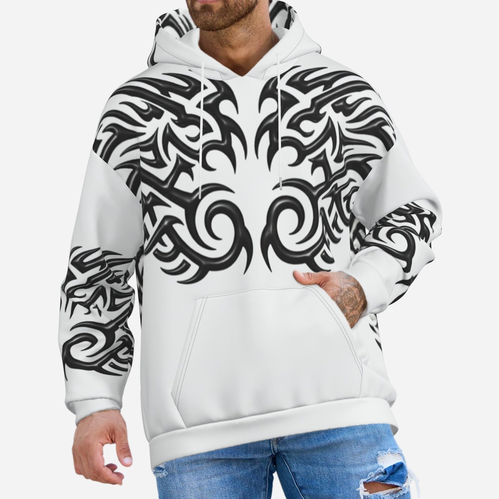 QuinZen Abstract “Monochrome Armor” Hoodie