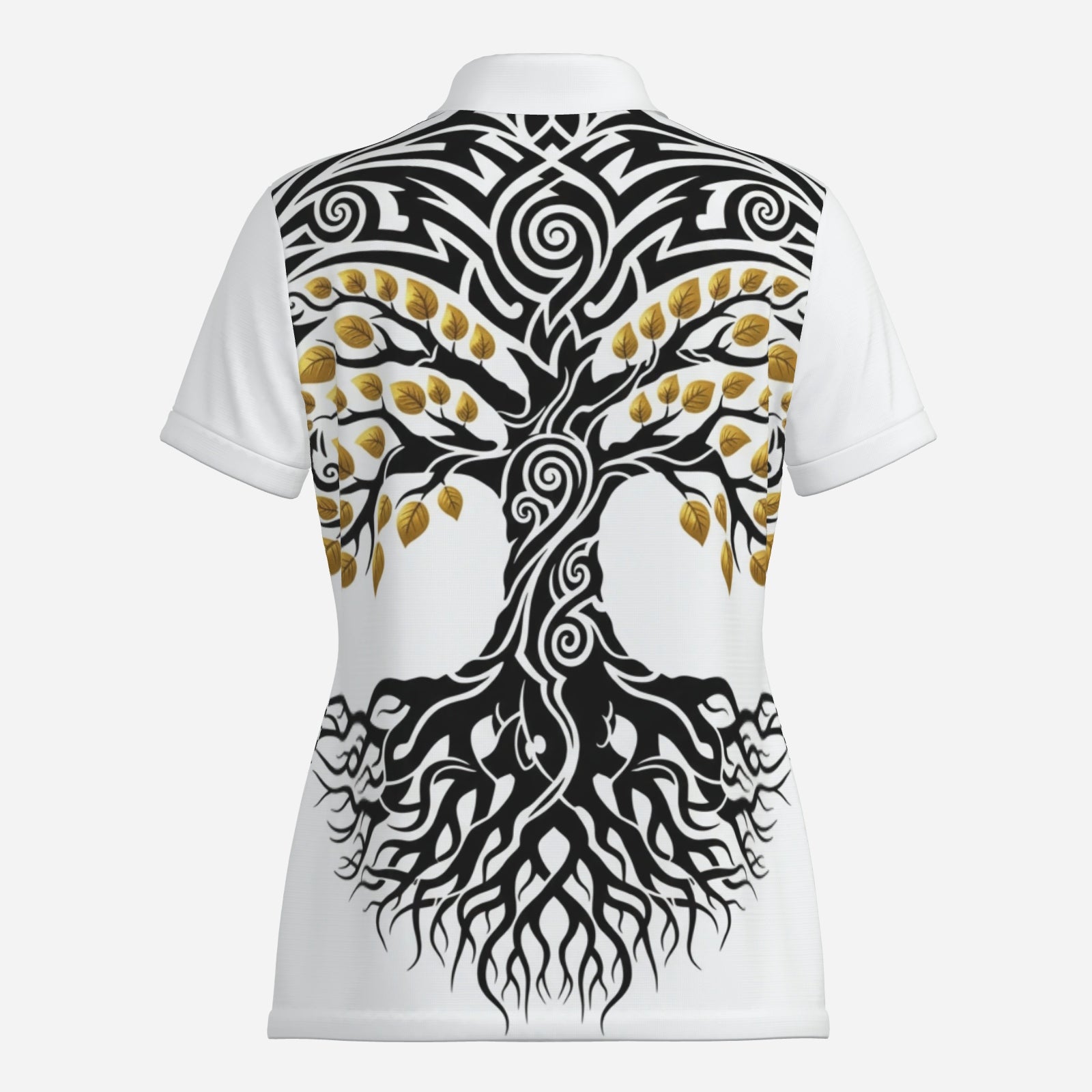 QuinZen Abstract:  "Gilded Roots" Women’s Polo