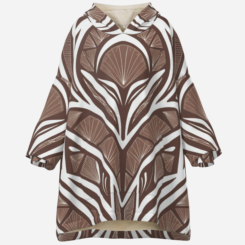 QuinZen Abstract “Cocoa” Cozy Wearable Blanket Hoodie | Women’s Oversized Hooded Sweatshirt
