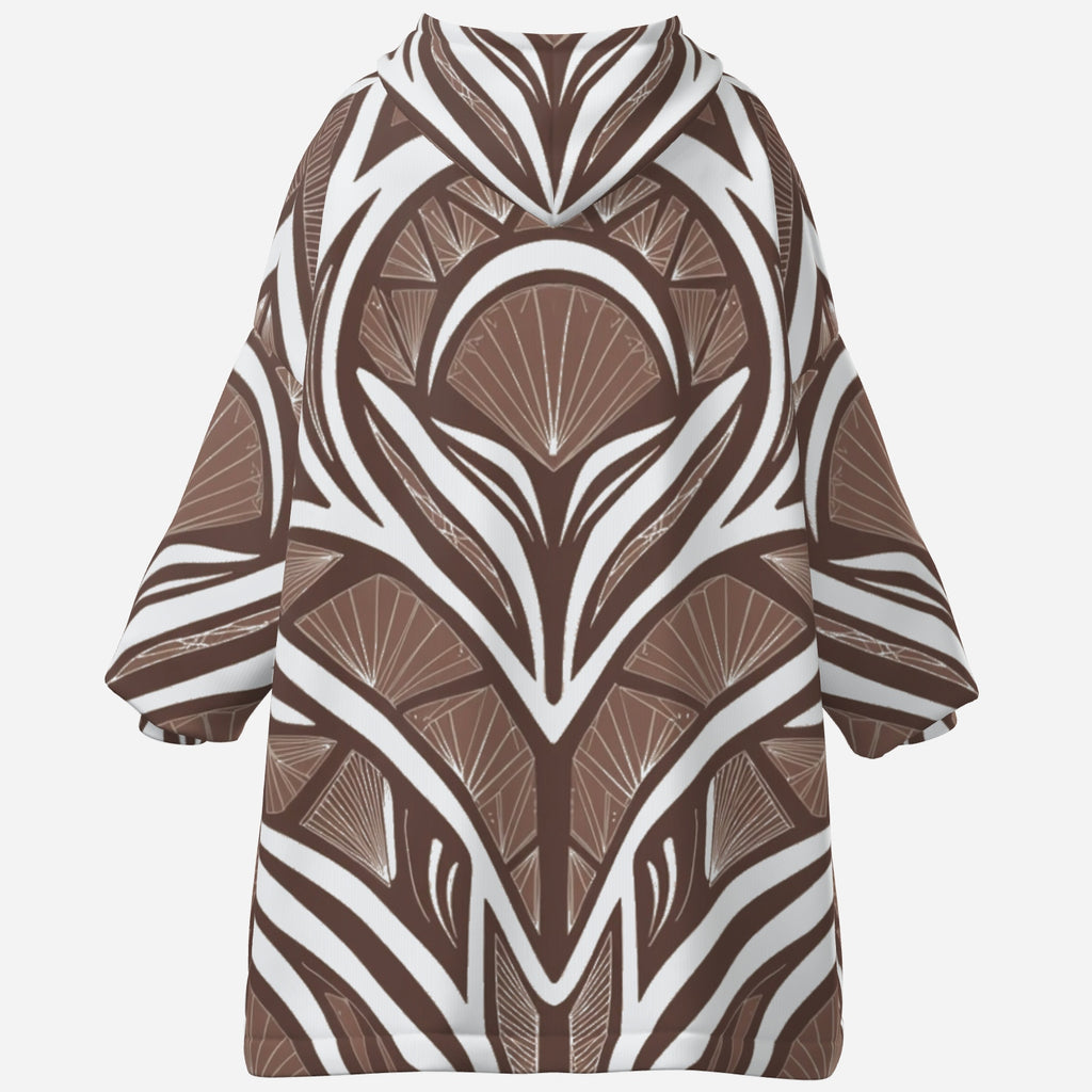 QuinZen Abstract “Cocoa” Cozy Wearable Blanket Hoodie | Women’s Oversized Hooded Sweatshirt