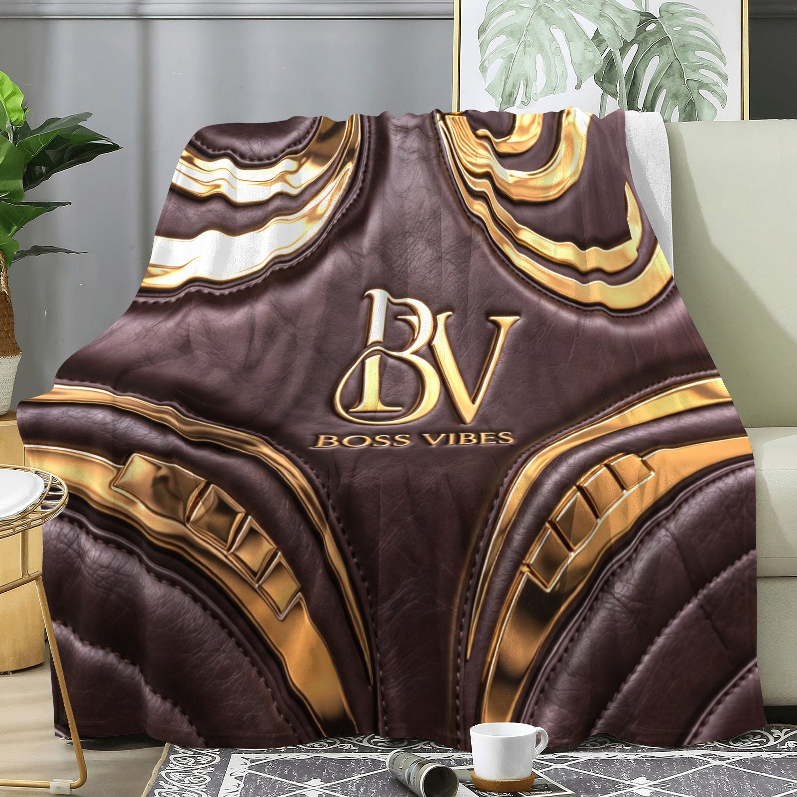 Boss Vibes “Royal Crest” Plush Fleece Blanket