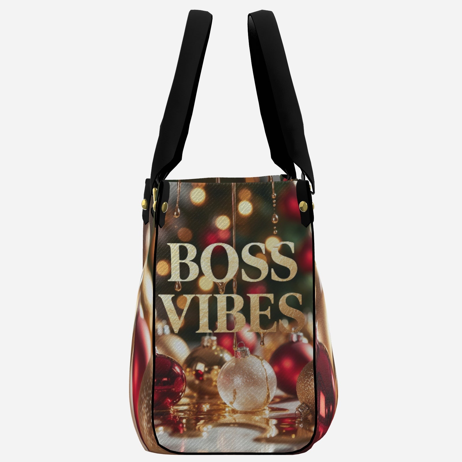 Boss Vibes Holiday Tote Bag (Festive Ornament Print) – Everyday Glam Carryall