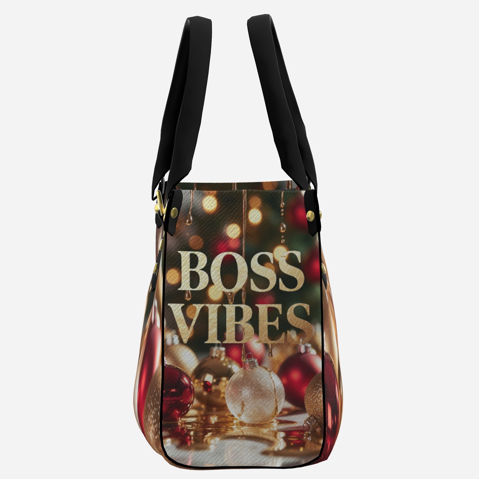 Boss Vibes Holiday Tote Bag (Festive Ornament Print) – Everyday Glam Carryall