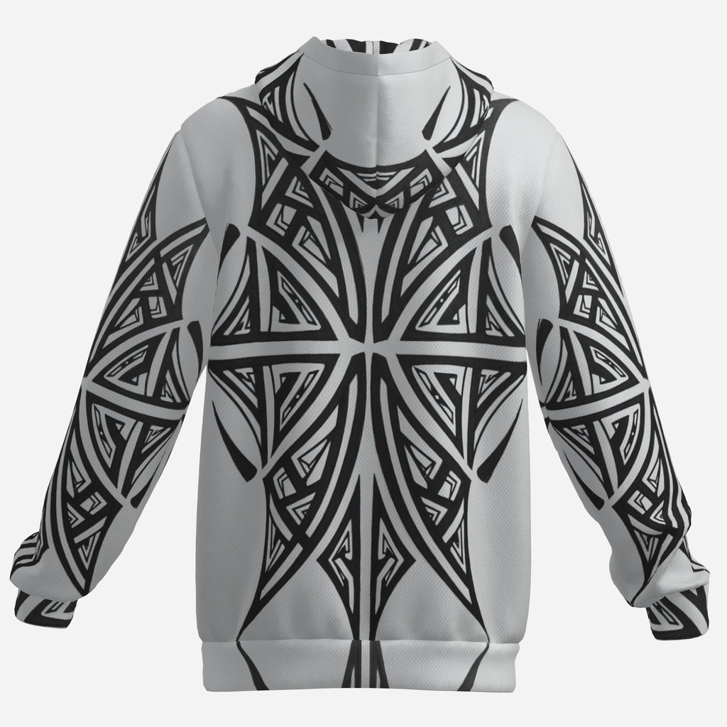 Monochrome Compass Star Hoodie – Black & White Geometric Statement Hoodie