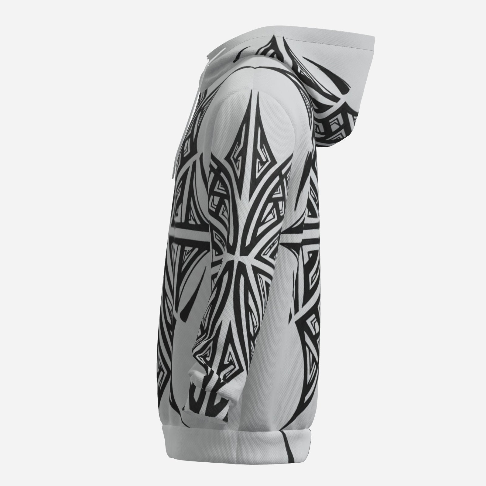 Monochrome Compass Star Hoodie (All-Over Print) – Black & White Geometric Statement Hoodie