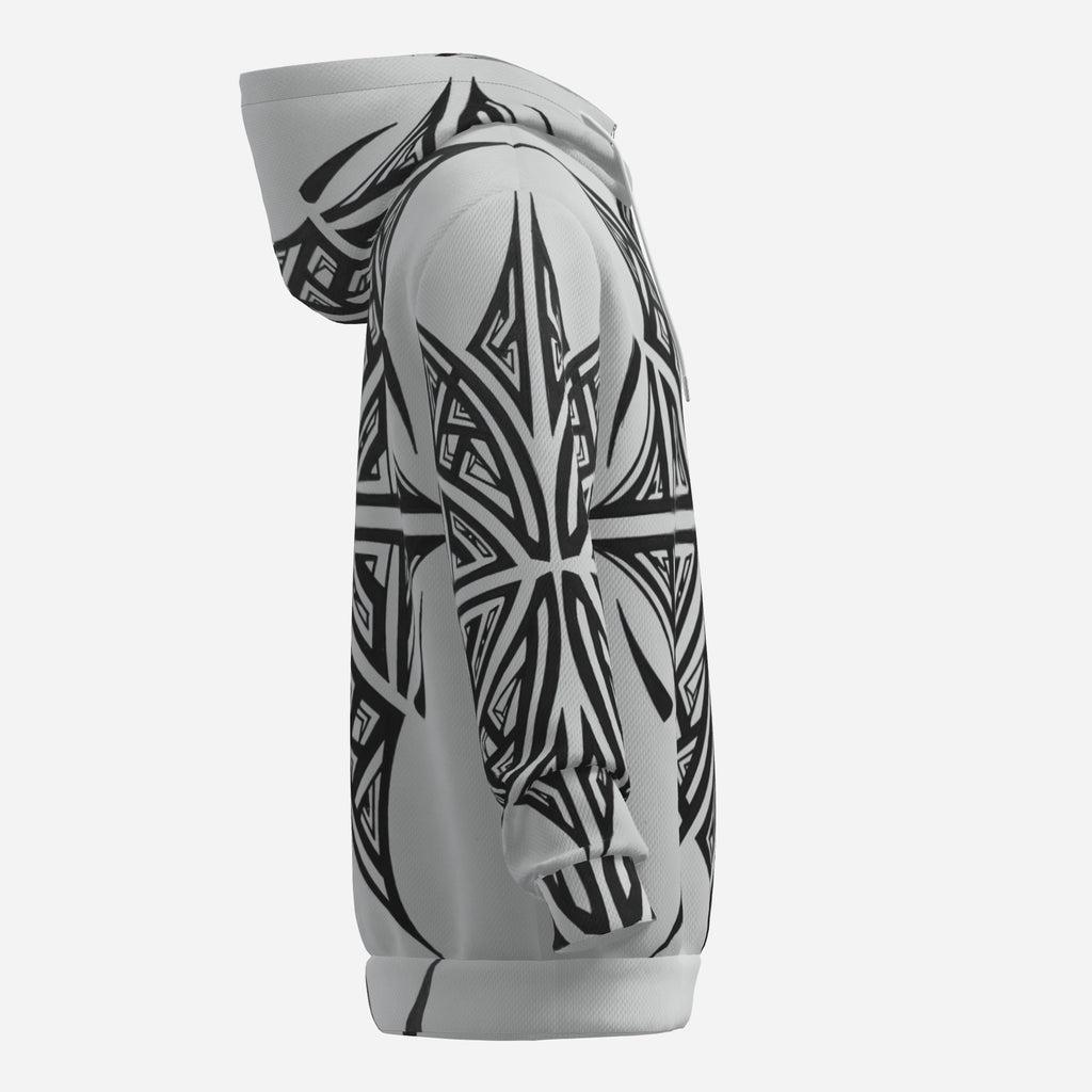 Monochrome Compass Star Hoodie – Black & White Geometric Statement Hoodie