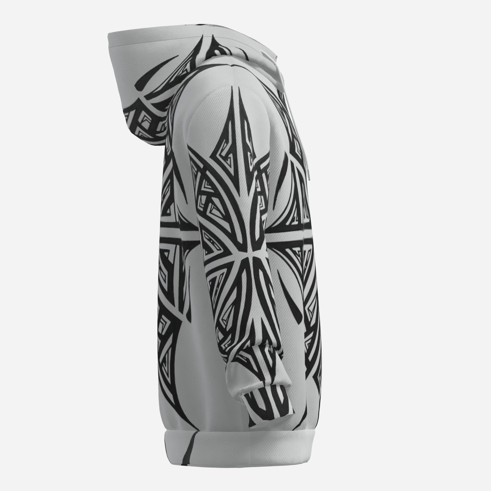 Monochrome Compass Star Hoodie (All-Over Print) – Black & White Geometric Statement Hoodie