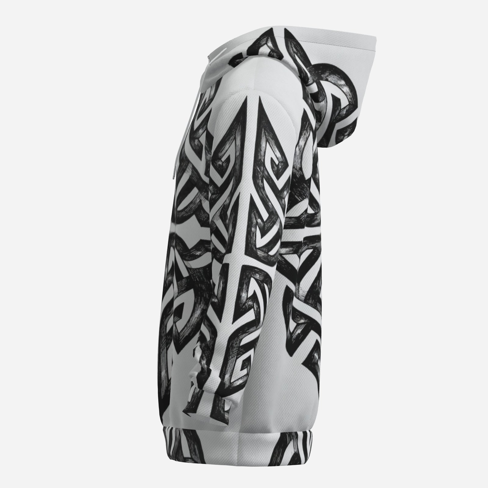 Celtic Cross Hoodie – Black & White Knotwork Statement Hoodie