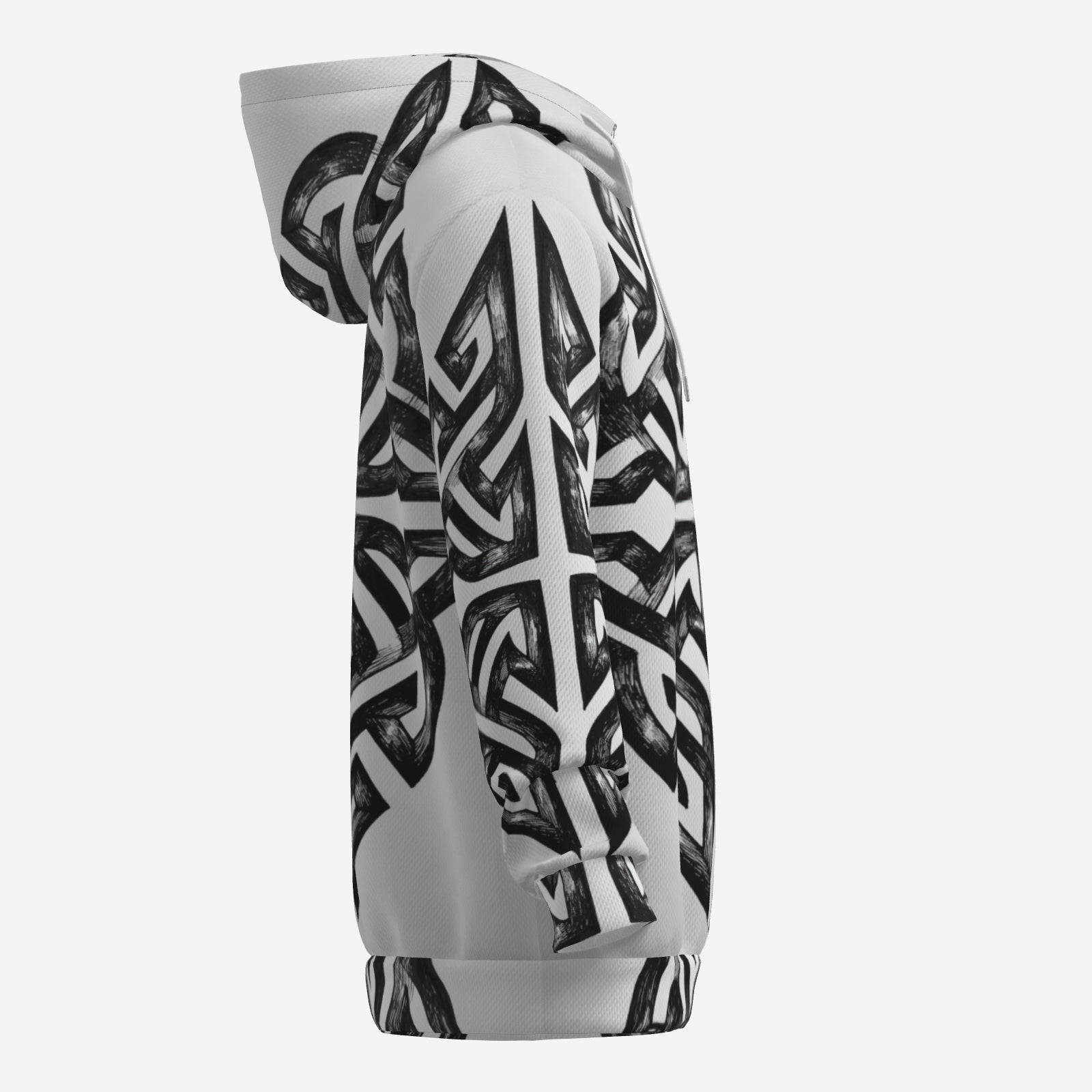 Celtic Cross Hoodie – Black & White Knotwork Statement Hoodie