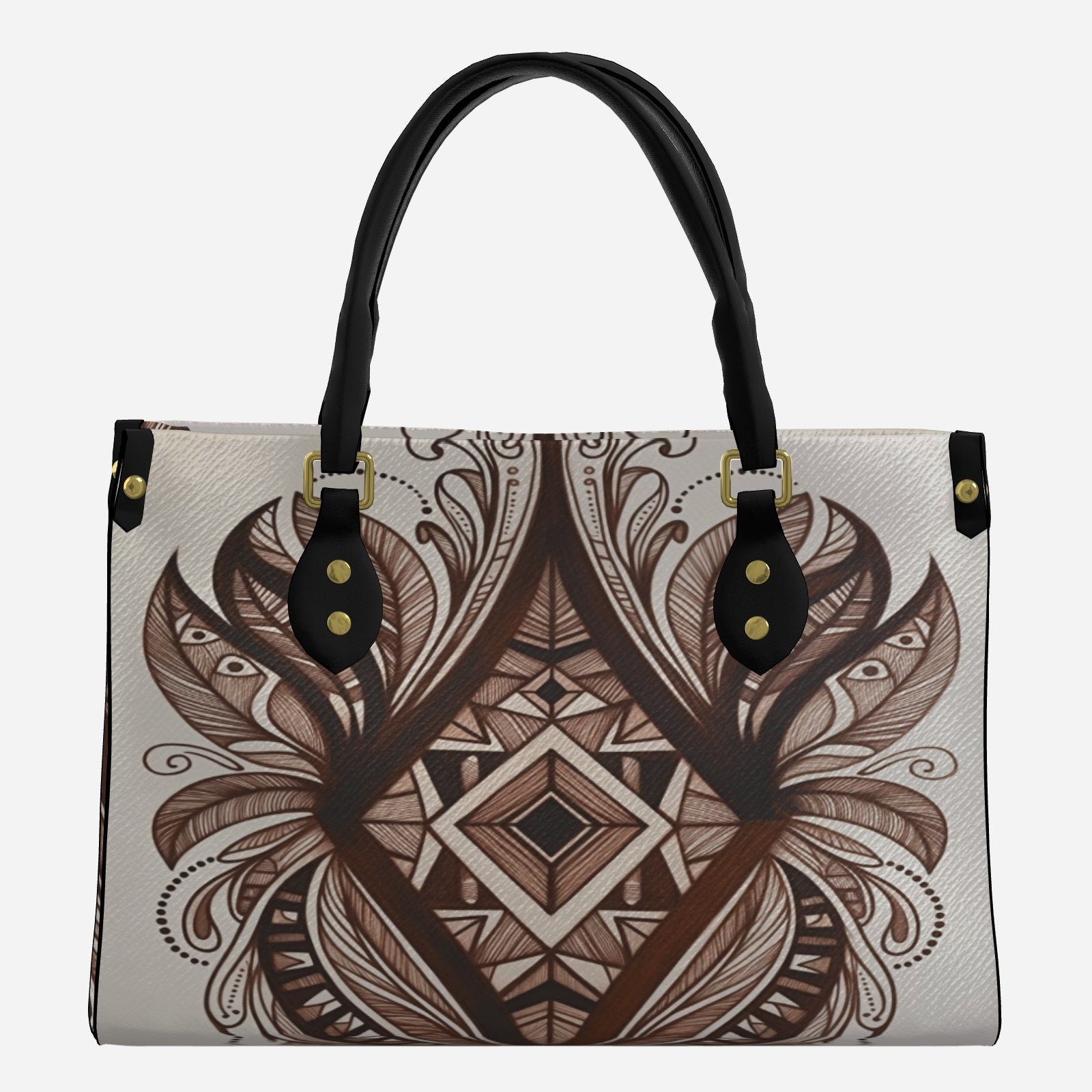 Leather Tote Bag Handbag with Top Handle Black