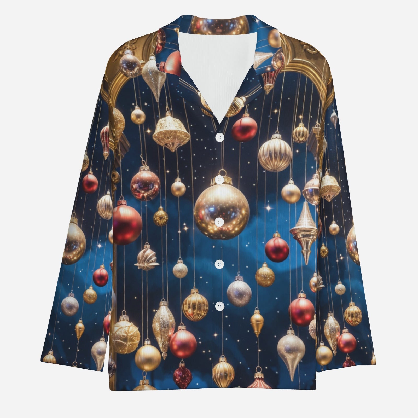 Midnight Ornament Pajama Set – Holiday Glam Button-Top & Lounge Pants