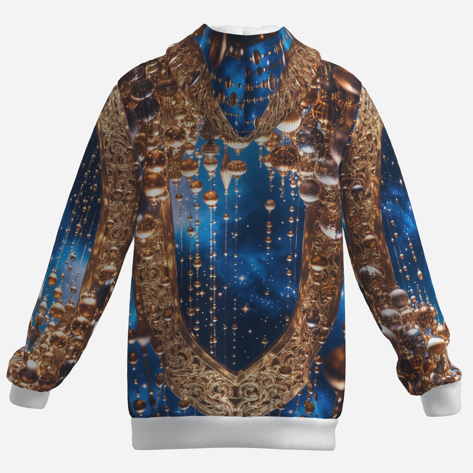 Gilded Arch Ornament Hoodie – Holiday Luxe Statement Hoodie (Navy & Gold)