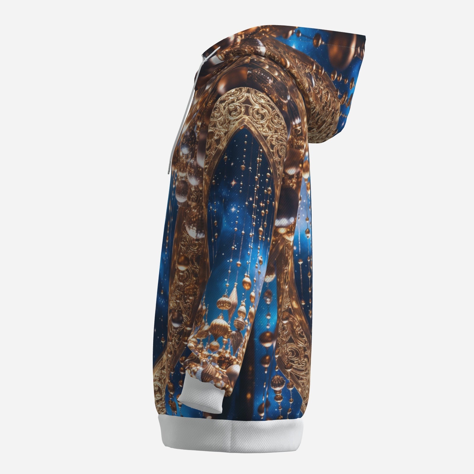 Gilded Arch Ornament Hoodie – Holiday Luxe Statement Hoodie (Navy & Gold)