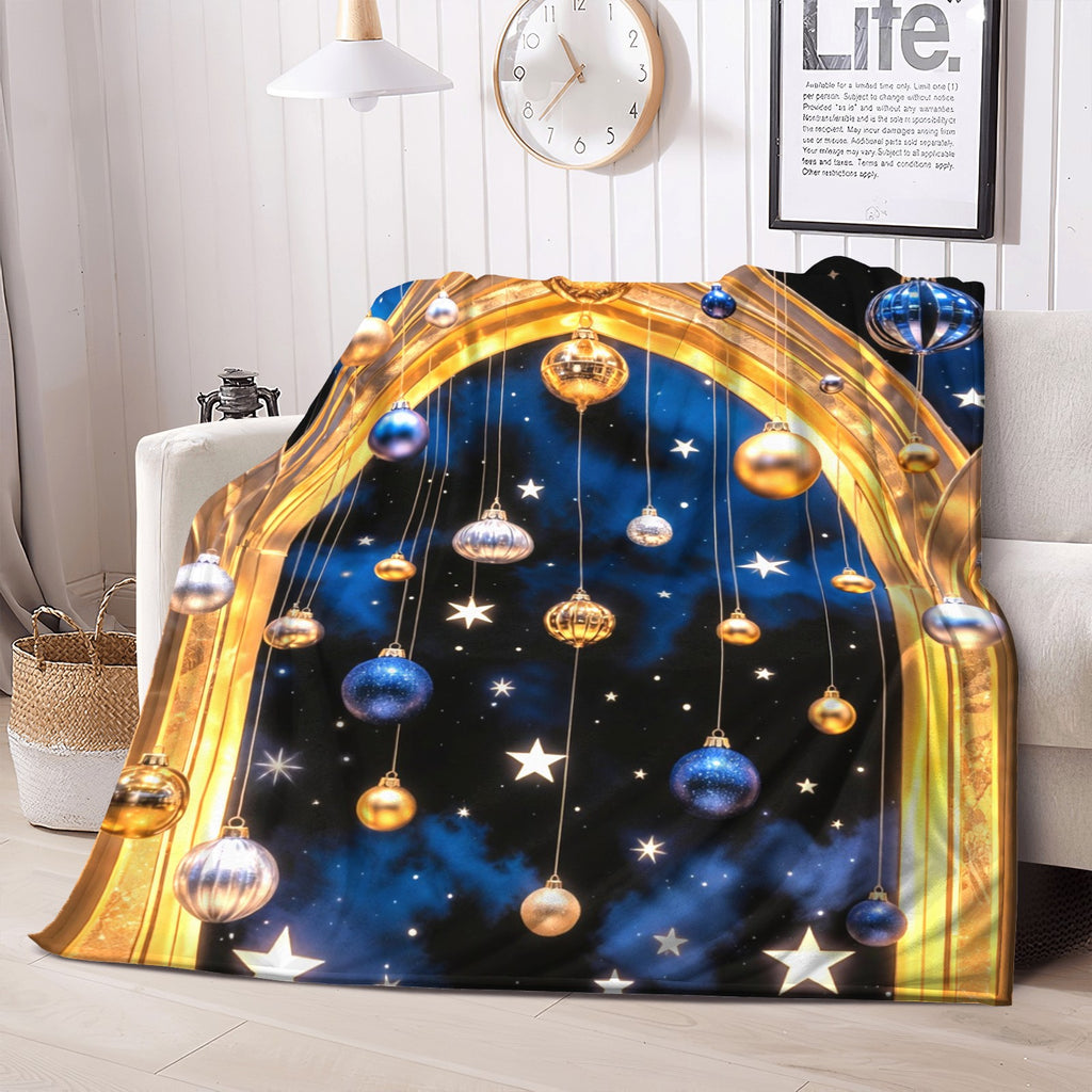 Gilded Starfall Christmas Throw Blanket, main product photo