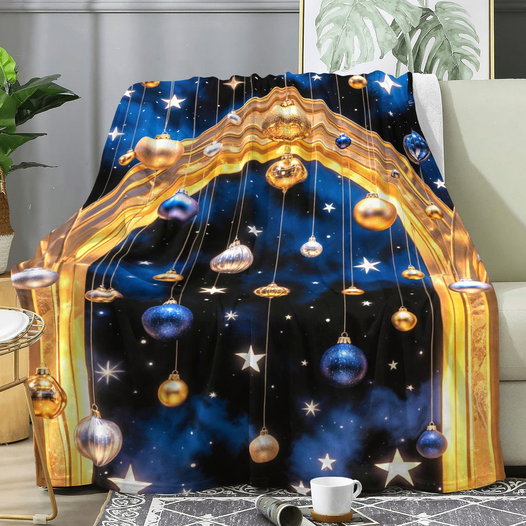 Gilded Starfall Christmas Throw Blanket, product photo 2
