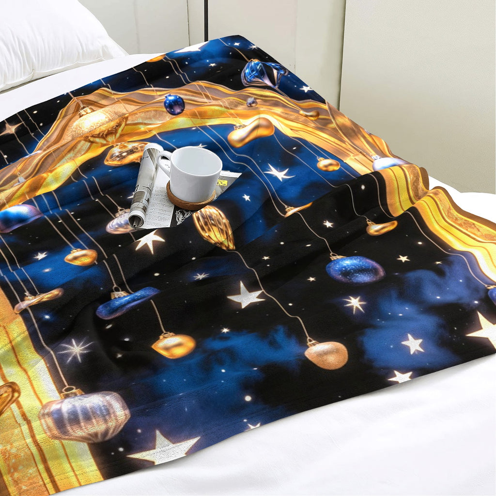 Gilded Starfall Christmas Throw Blanket, product photo 3