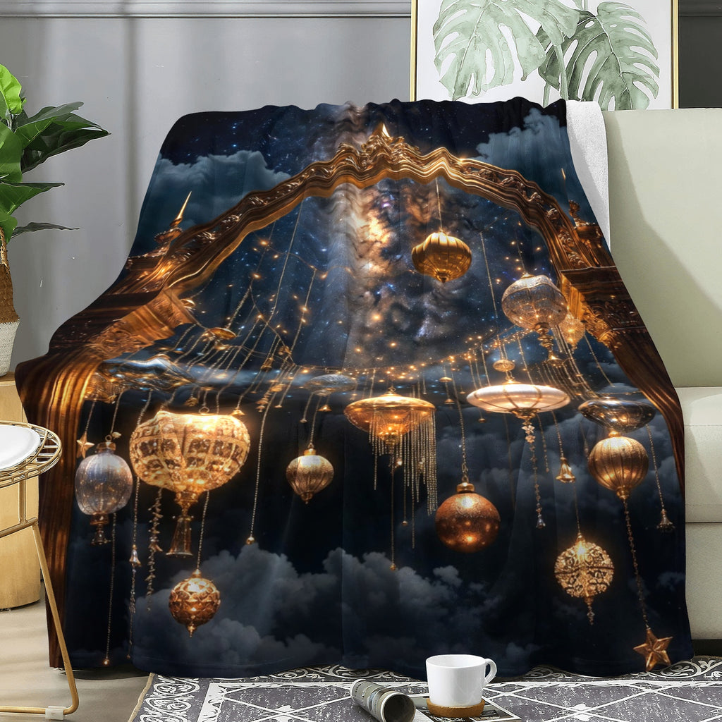 Midnight Lantern Luxe Christmas Throw Blanket, product photo 2