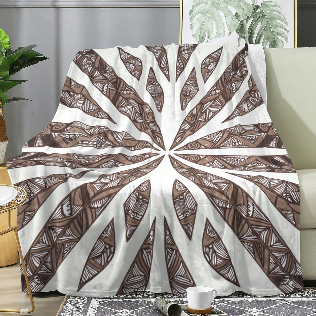 Starburst Tribal Throw Blanket – Neutral Boho Mandala Pattern + Cozy Home Decor Apparel