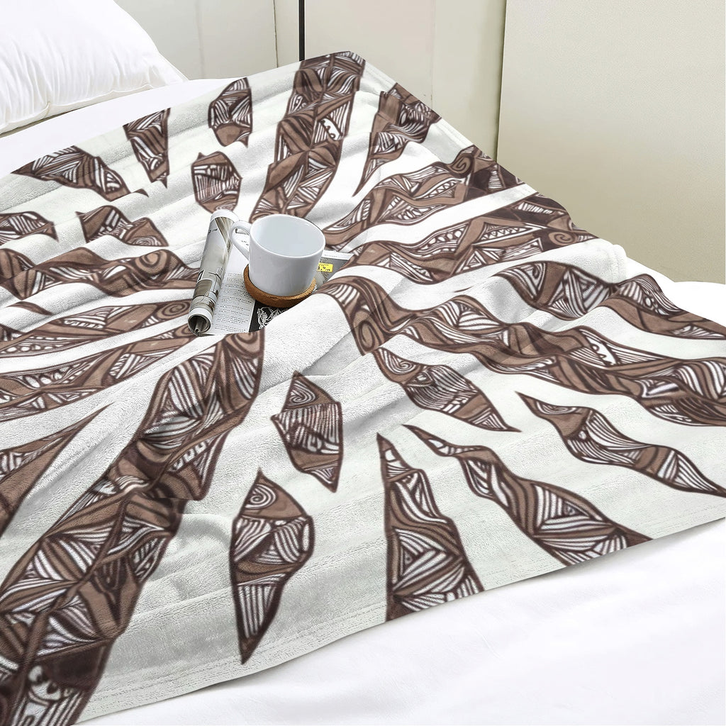 Starburst Tribal Throw Blanket – Neutral Boho Mandala Pattern + Cozy Home Decor Apparel