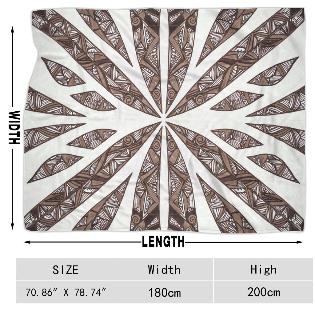 Starburst Tribal Throw Blanket – Neutral Boho Mandala Pattern + Cozy Home Decor Apparel