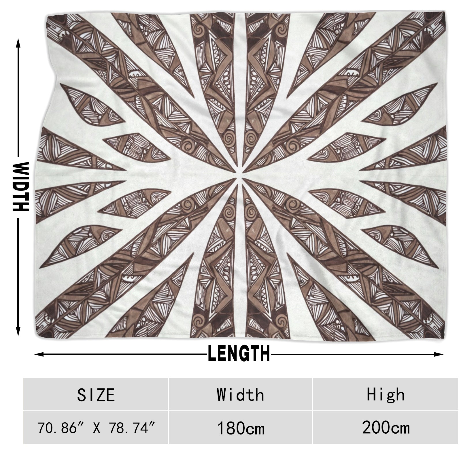 Starburst Tribal Throw Blanket – Neutral Boho Mandala Pattern + Cozy Home Decor