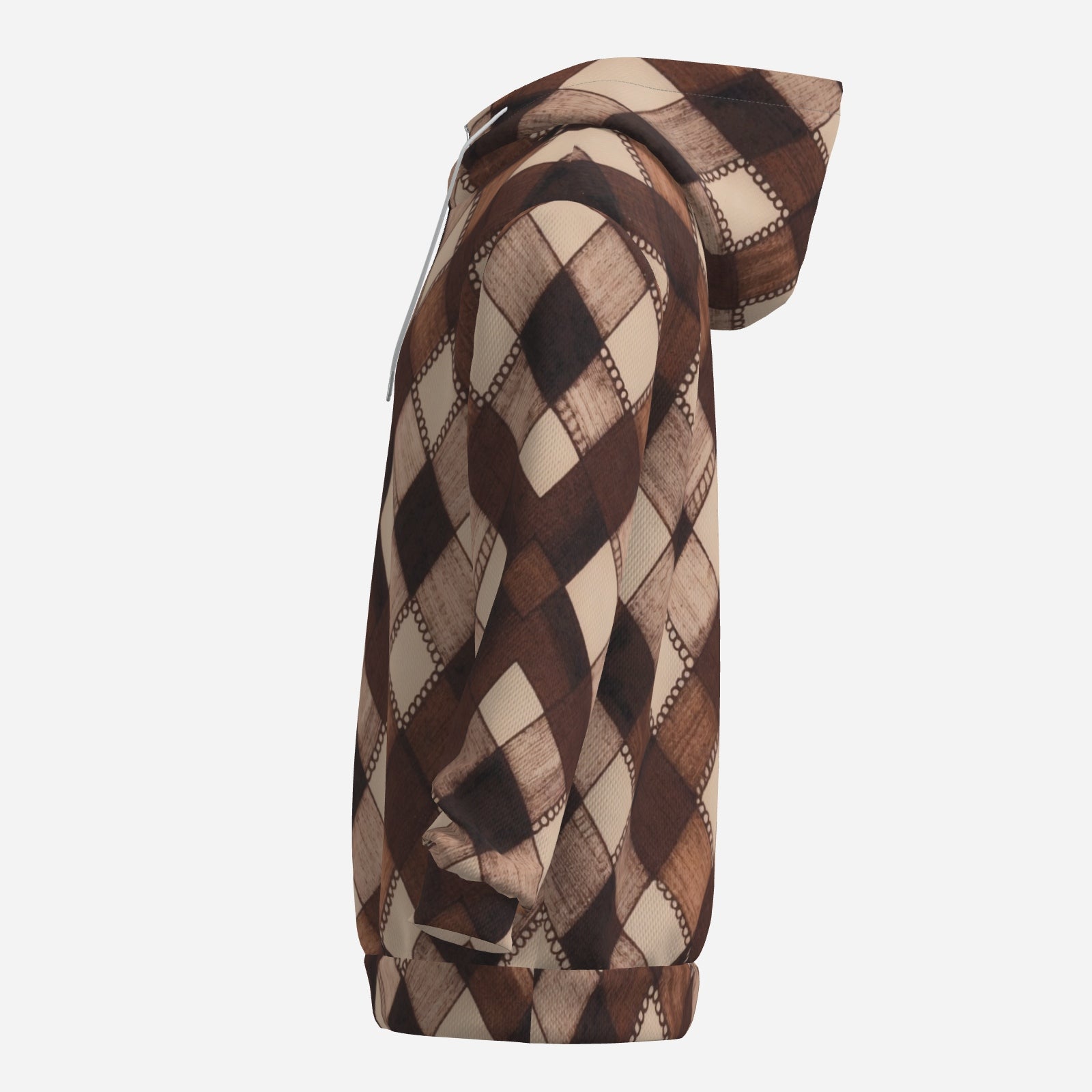Mocha Plaid Luxe Hoodie – Warm Brown Argyle Pattern + Cozy Unisex Streetwear