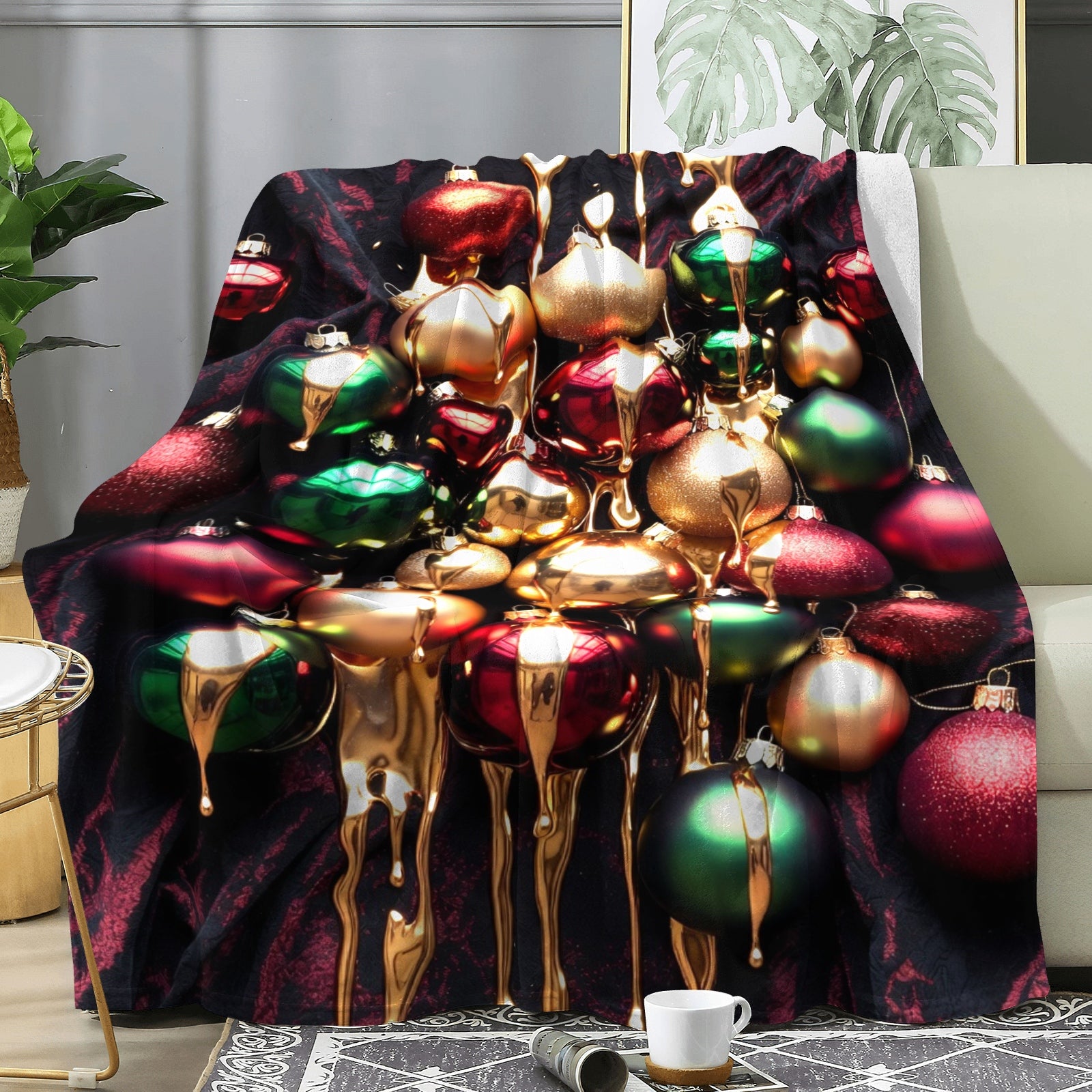 Gilded Velvet Ornaments Blanket