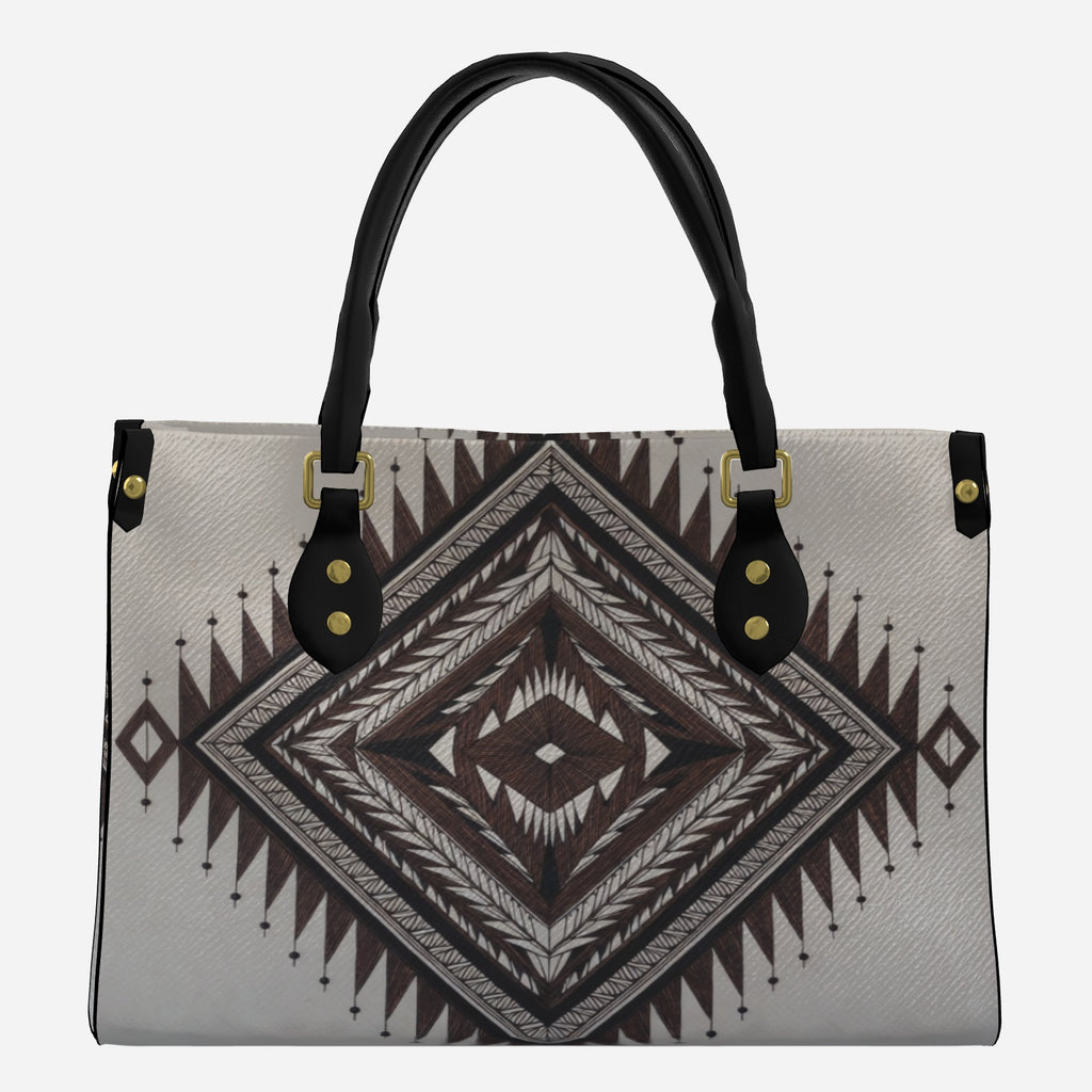 Cocoa Argyle Luxe Tote (Monogram Side Panel) Apparel