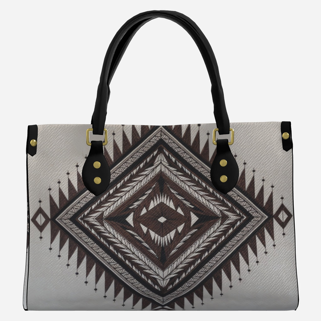 Cocoa Argyle Luxe Tote (Monogram Side Panel) Apparel
