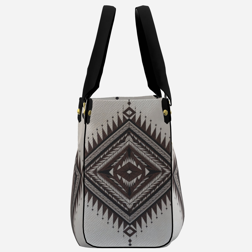 Cocoa Argyle Luxe Tote (Monogram Side Panel) Apparel