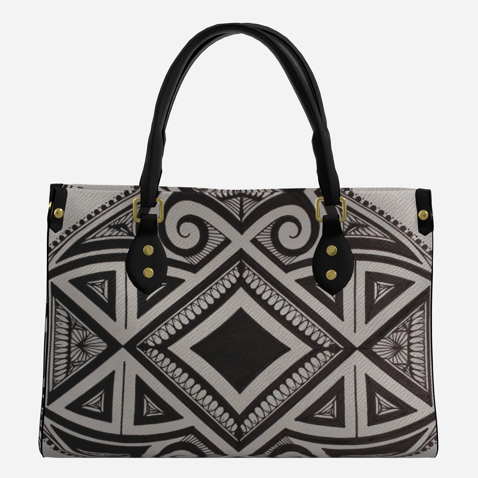 Monochrome Geo Oval Tote Bag (Gray + Black)