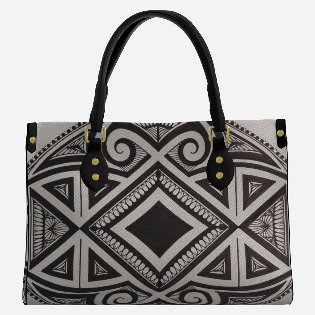 Monochrome Geo Oval Tote Bag (Gray + Black) Apparel