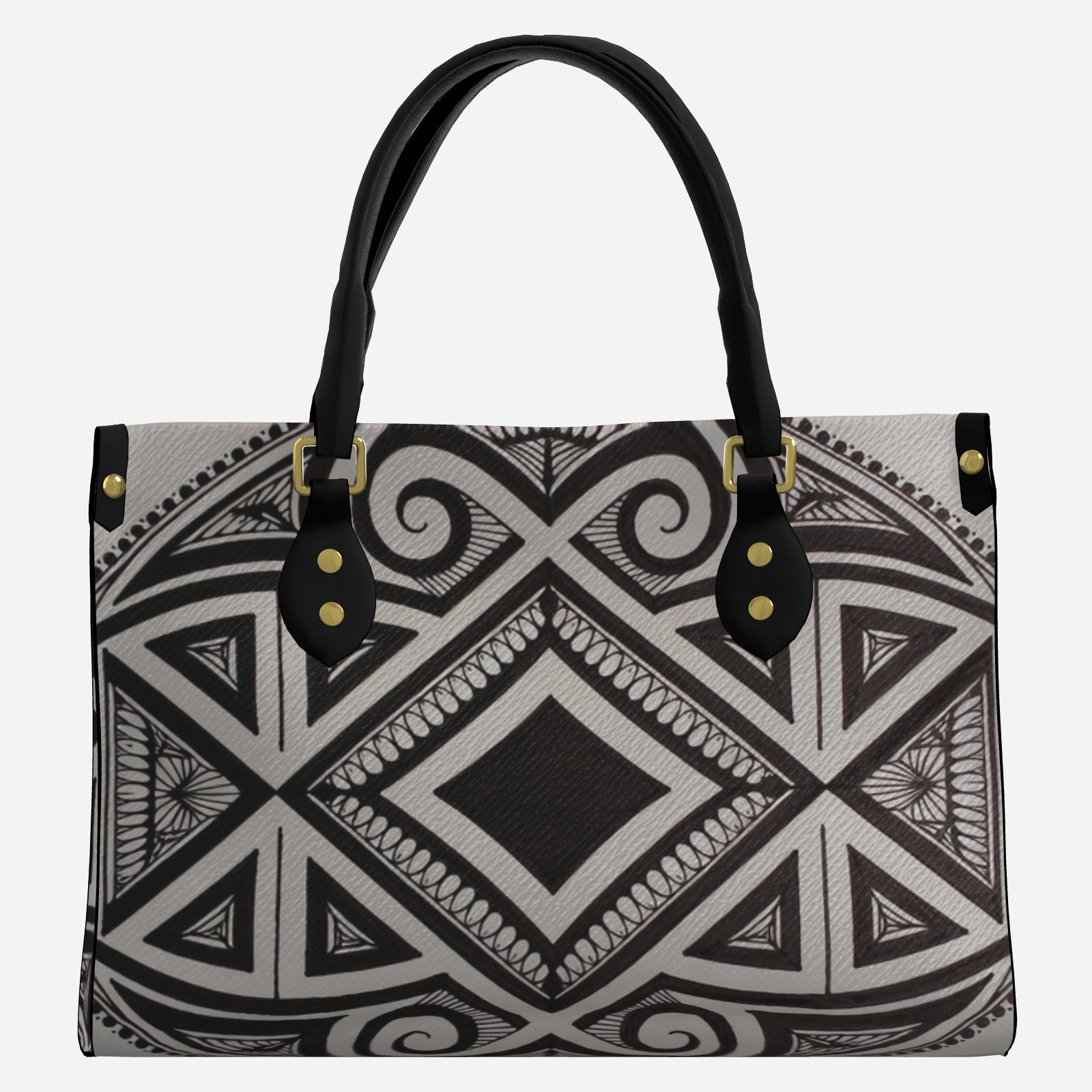 Monochrome Geo Oval Tote Bag (Gray + Black)