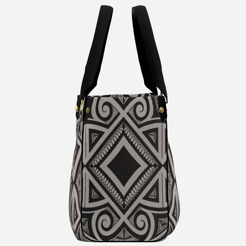 Monochrome Geo Oval Tote Bag (Gray + Black) Apparel
