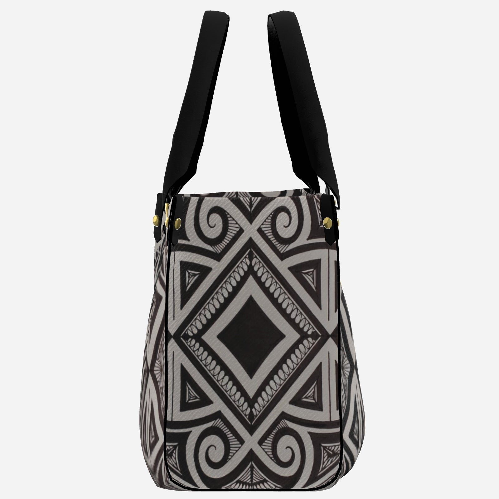 Monochrome Geo Oval Tote Bag (Gray + Black)