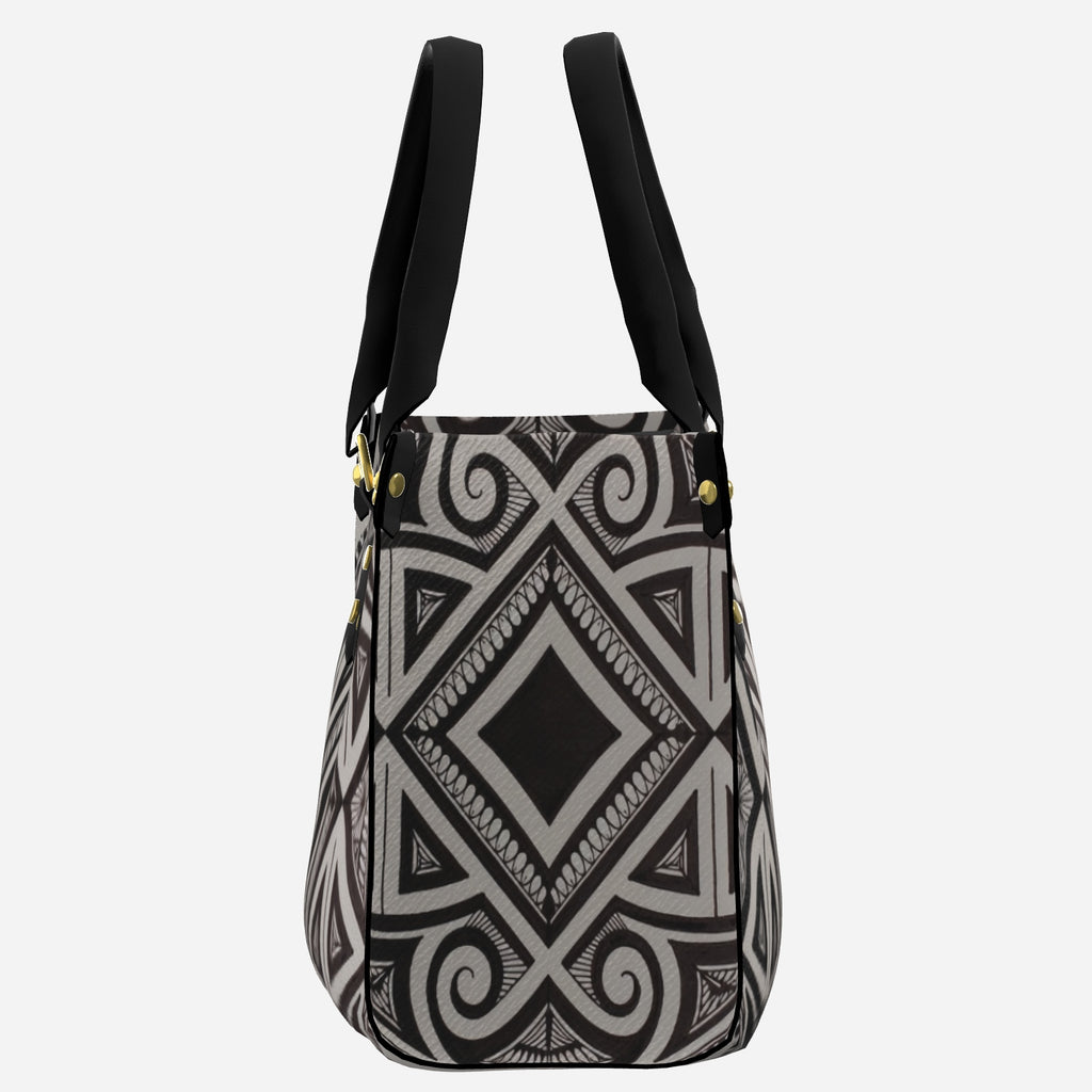Monochrome Geo Oval Tote Bag (Gray + Black) Apparel
