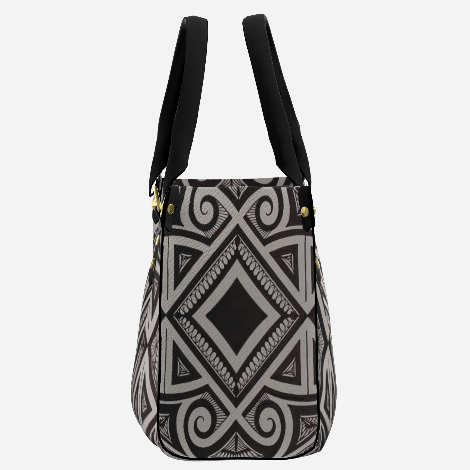 Monochrome Geo Oval Tote Bag (Gray + Black)