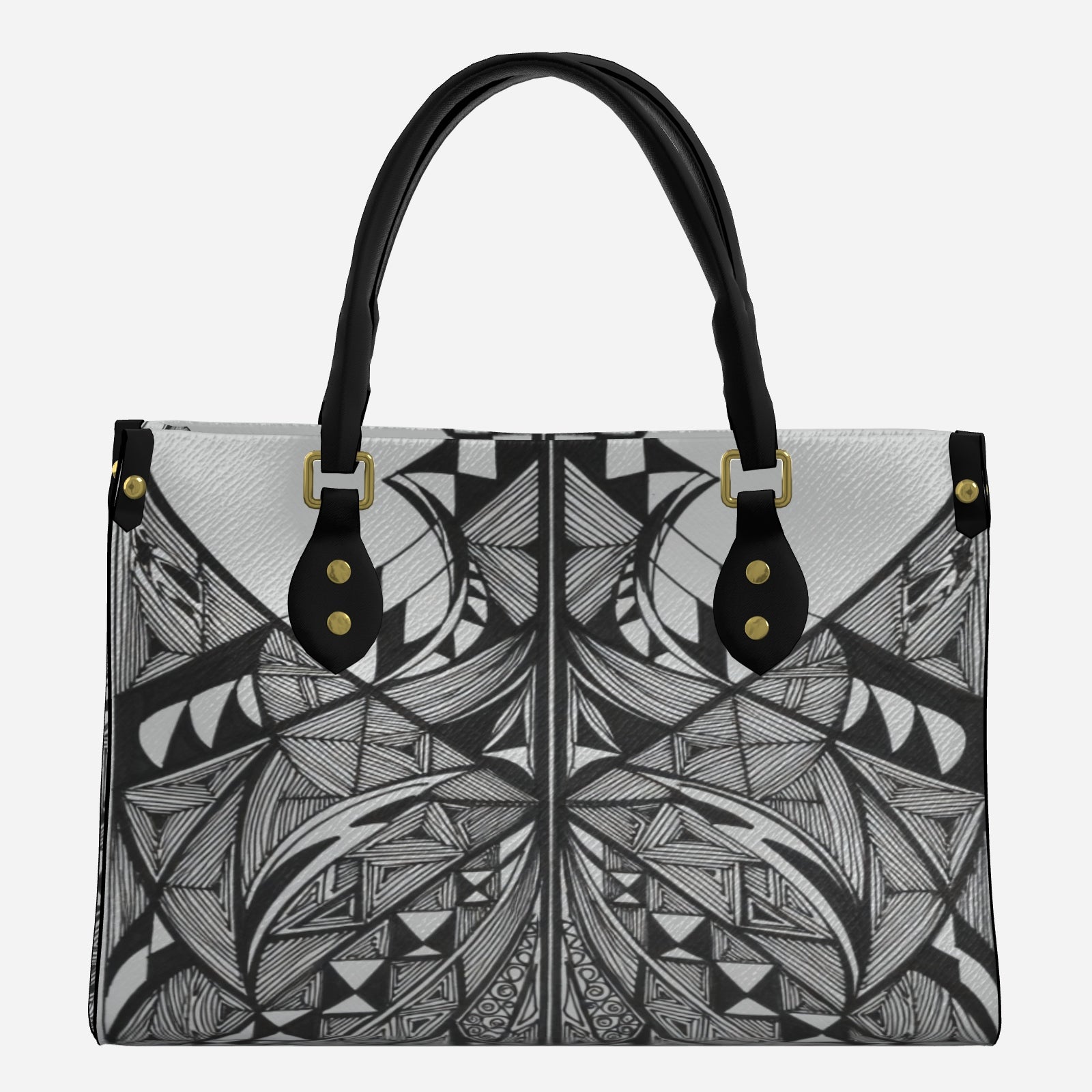 Leather Tote Bag Handbag with Top Handle Black