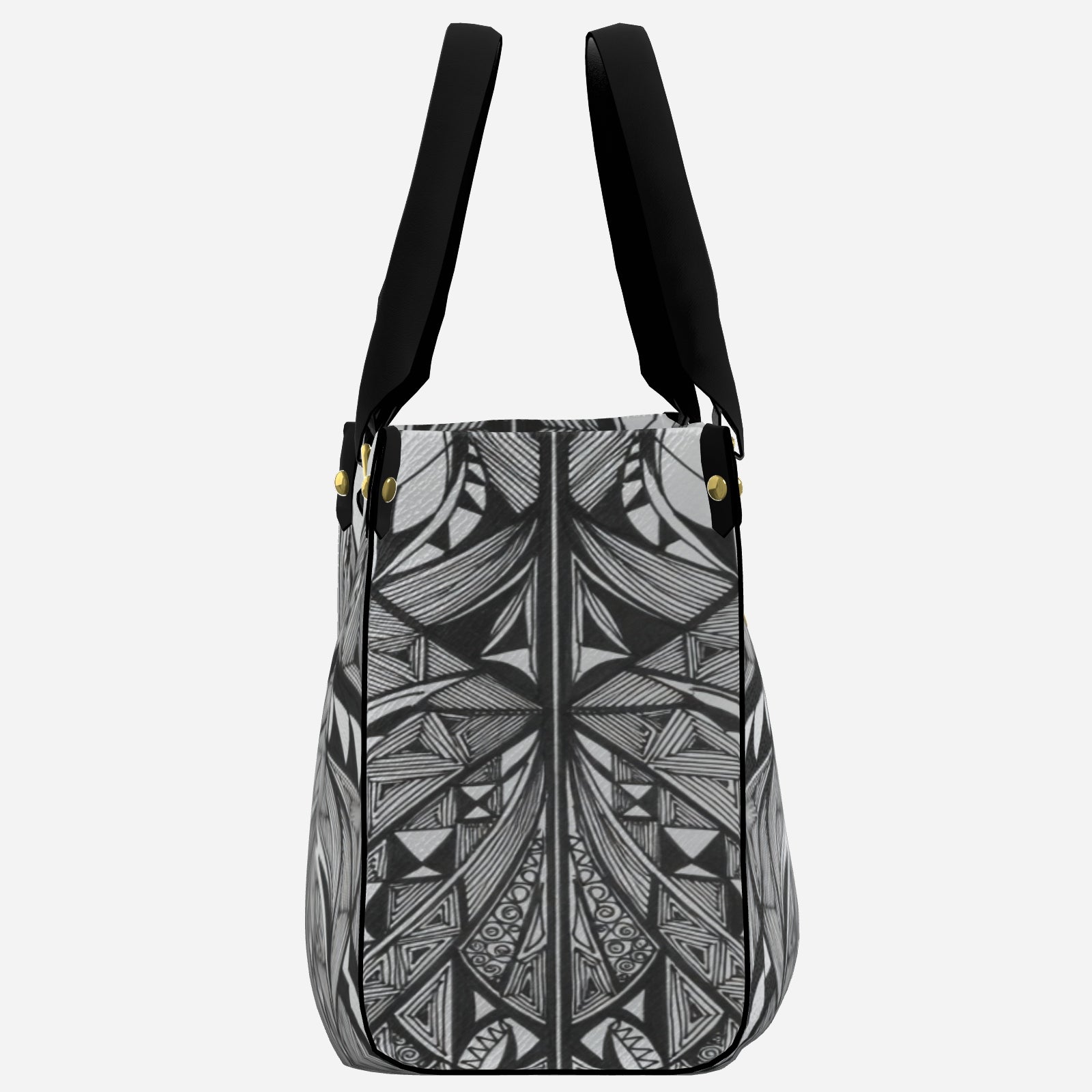 Leather Tote Bag Handbag with Top Handle Black