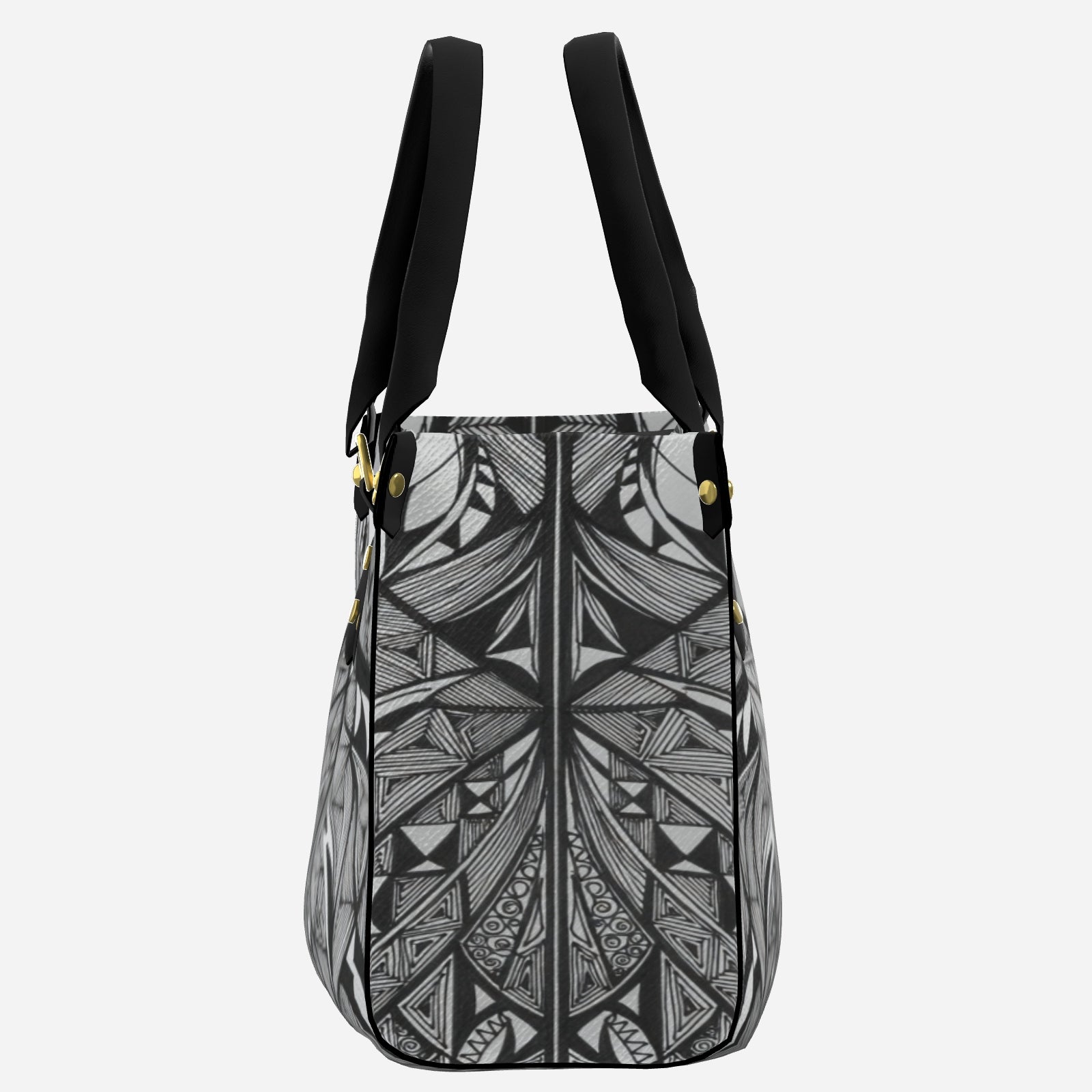 Leather Tote Bag Handbag with Top Handle Black