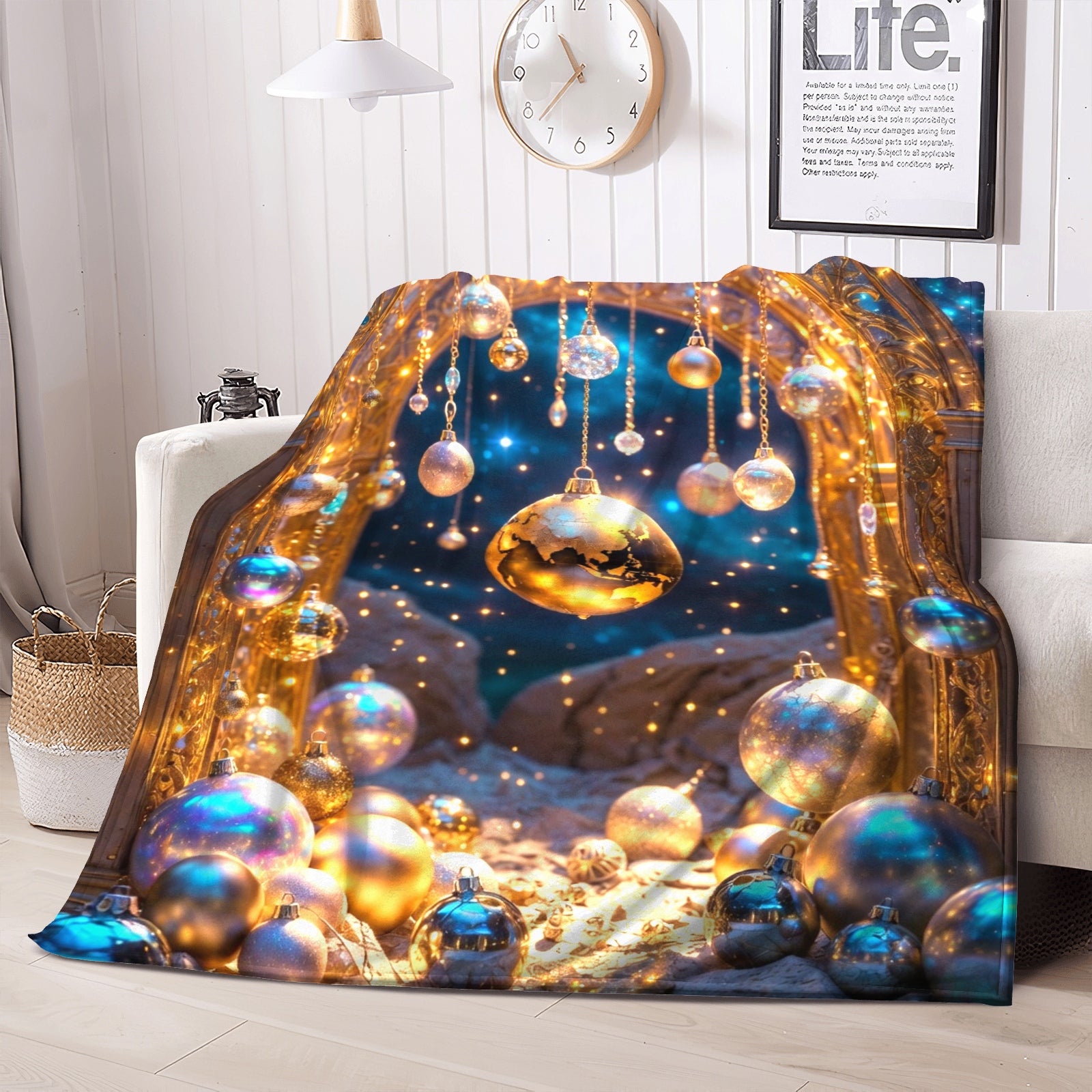Midnight Gilded Dreamscape Throw Blanket