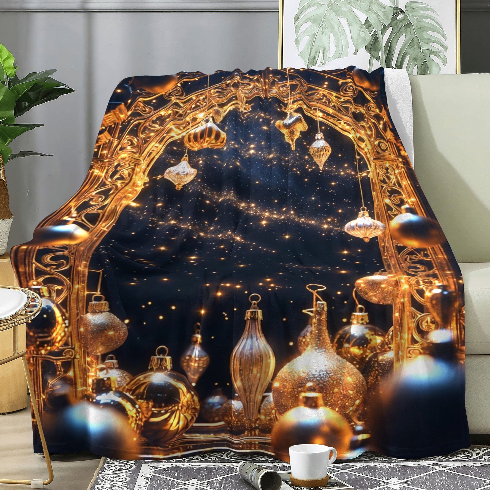 Starlit Gold Archway Throw Blanket