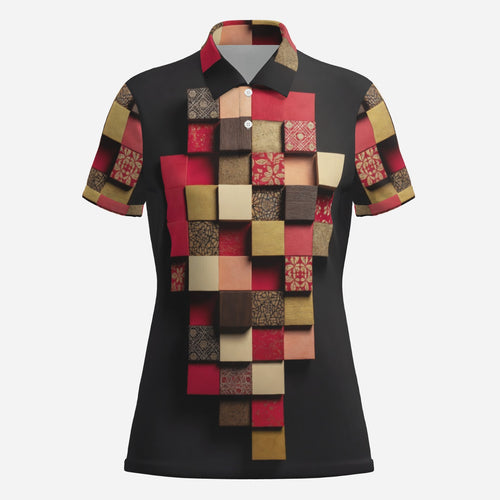 Black Mosaic Women's Polo by QuinZen Collective – view 1