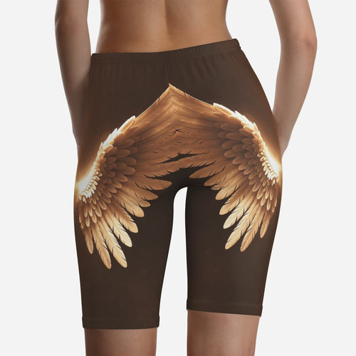 Bronze Feather Biker Shorts by QuinZen Collective – view 2