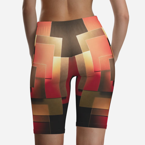 Bronze Blocks Biker Shorts by QuinZen Collective – view 2