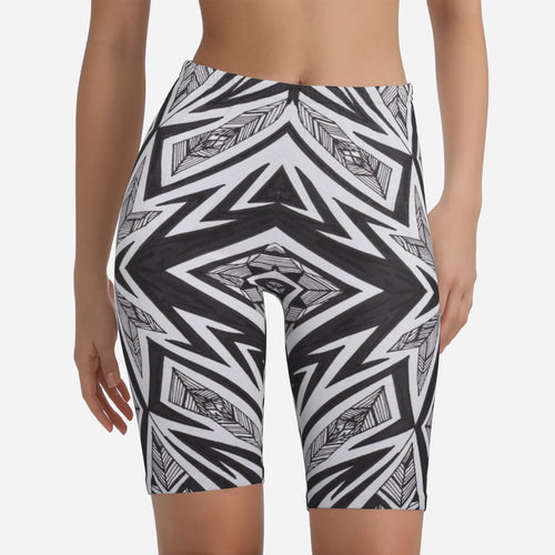 Black & White Prism Biker Shorts by QuinZen Collective – view 1