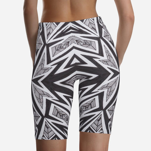 Black & White Prism Biker Shorts by QuinZen Collective – view 2