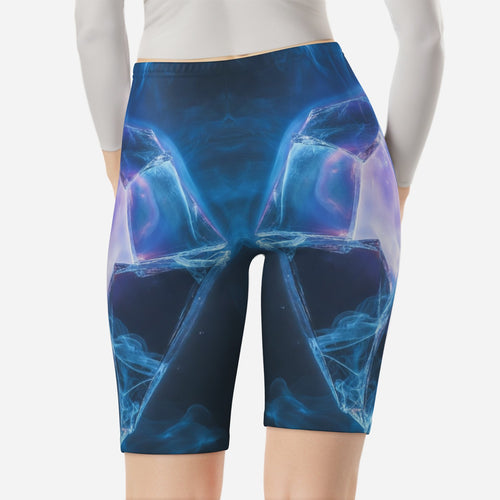 Blue Nebula Yoga Shorts by QuinZen Collective – view 2