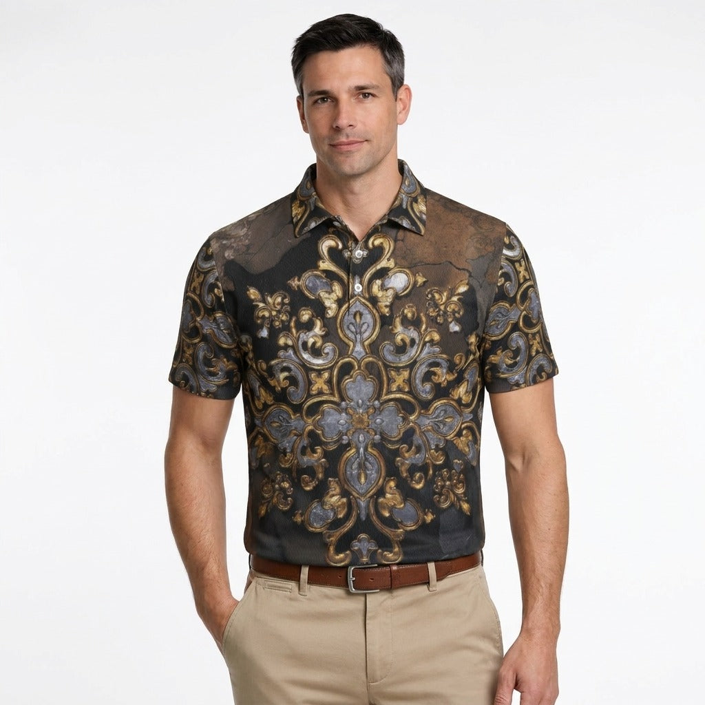 Men's Gilded Baroque Golf Polo by QuinZen Collective – view 2