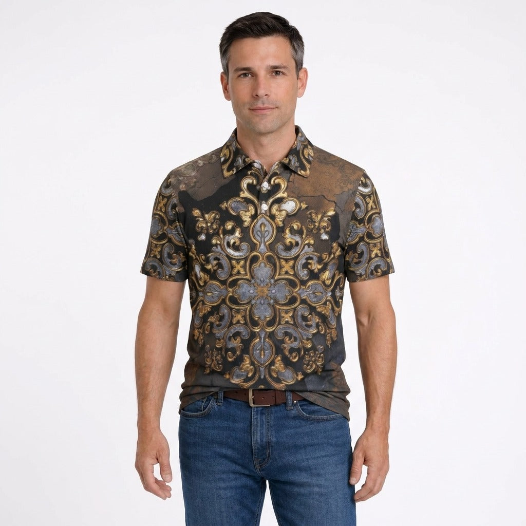 Men's Gilded Baroque Golf Polo by QuinZen Collective – view 4